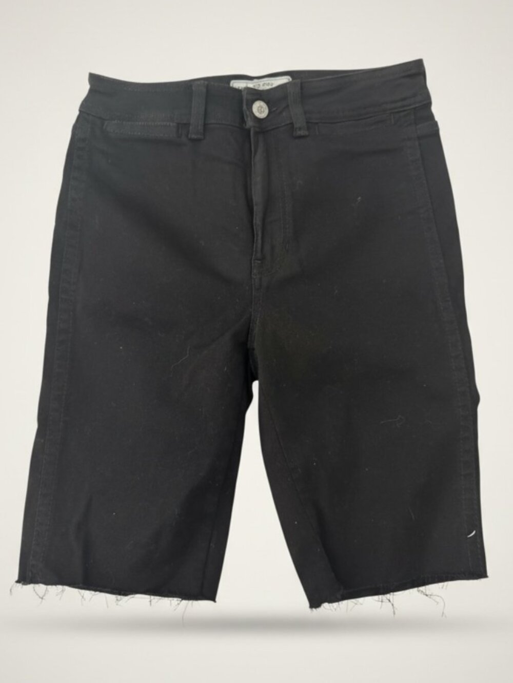 Free People Black Denim Shorts • Raw Hem • Size 27